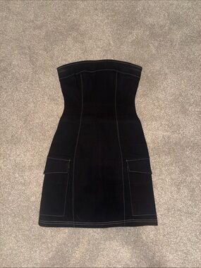 Windsor Black Strapless Sheath Dress with Front Pockets